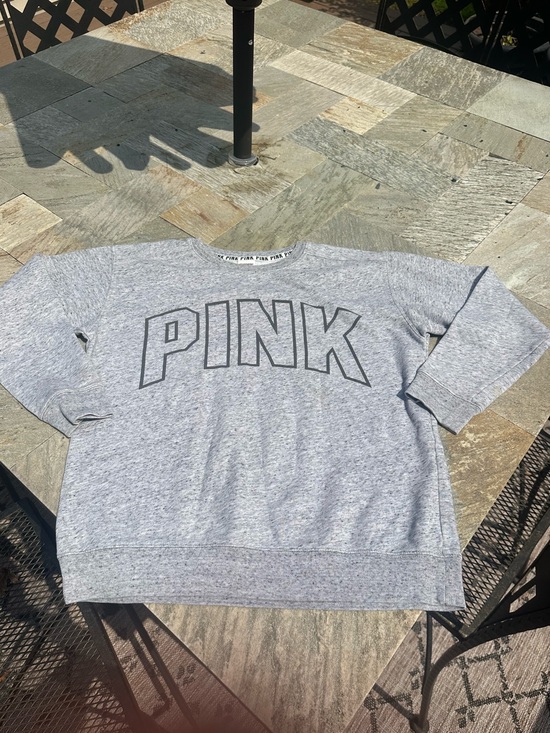 PINK Victoria's Secret Tops - PINK Victoria's Secret Heather Gray Logo Crewneck Sweatshirt size S